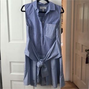 DEREK LAM Pinstriped Shirtdress With Waist Tie Made of Sleeves